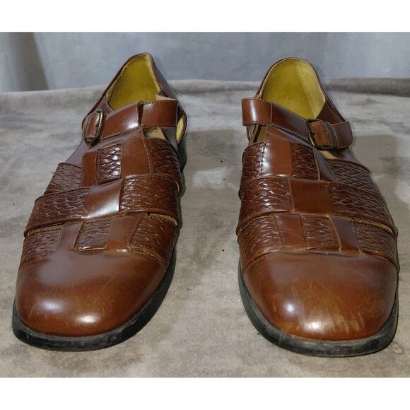 Stacy Adams Huaraches Fisherman Sandal Shoes Mens 11M Brown Comfort Flex Leather - Picture 3 of 13